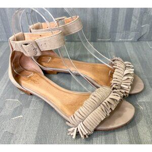 Joie Strappy Sandals Beige Women's Size 5.5 Suede Fringe